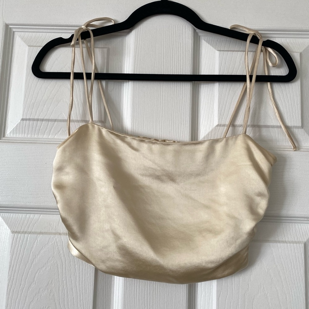 Zara gold crop top with ties